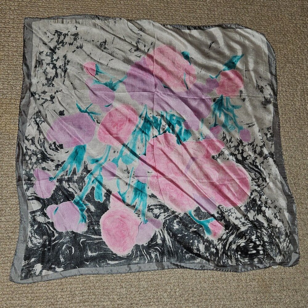 100% silk floral scarf